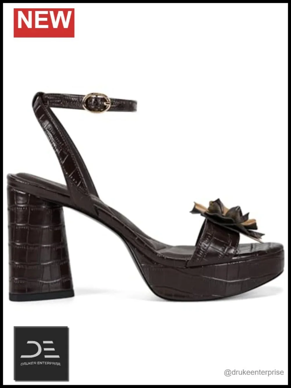 Karl Lagerfeld Haden Platform Heels Women's Sandals Leather Block Heels Ankle
